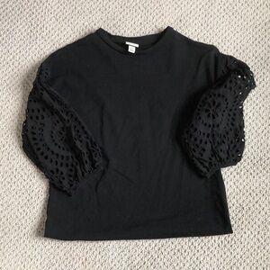 Lace sleeve black top